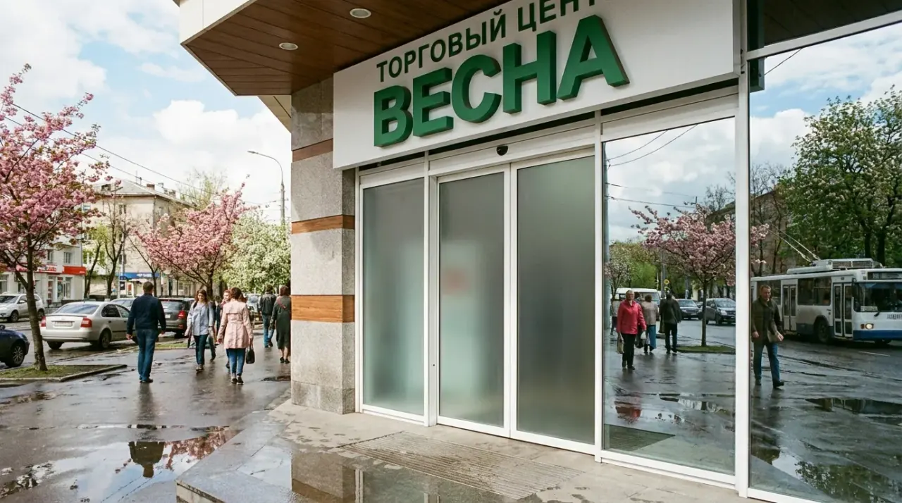 Готовая автоматическая раздвижная дверь после сдачи объекта