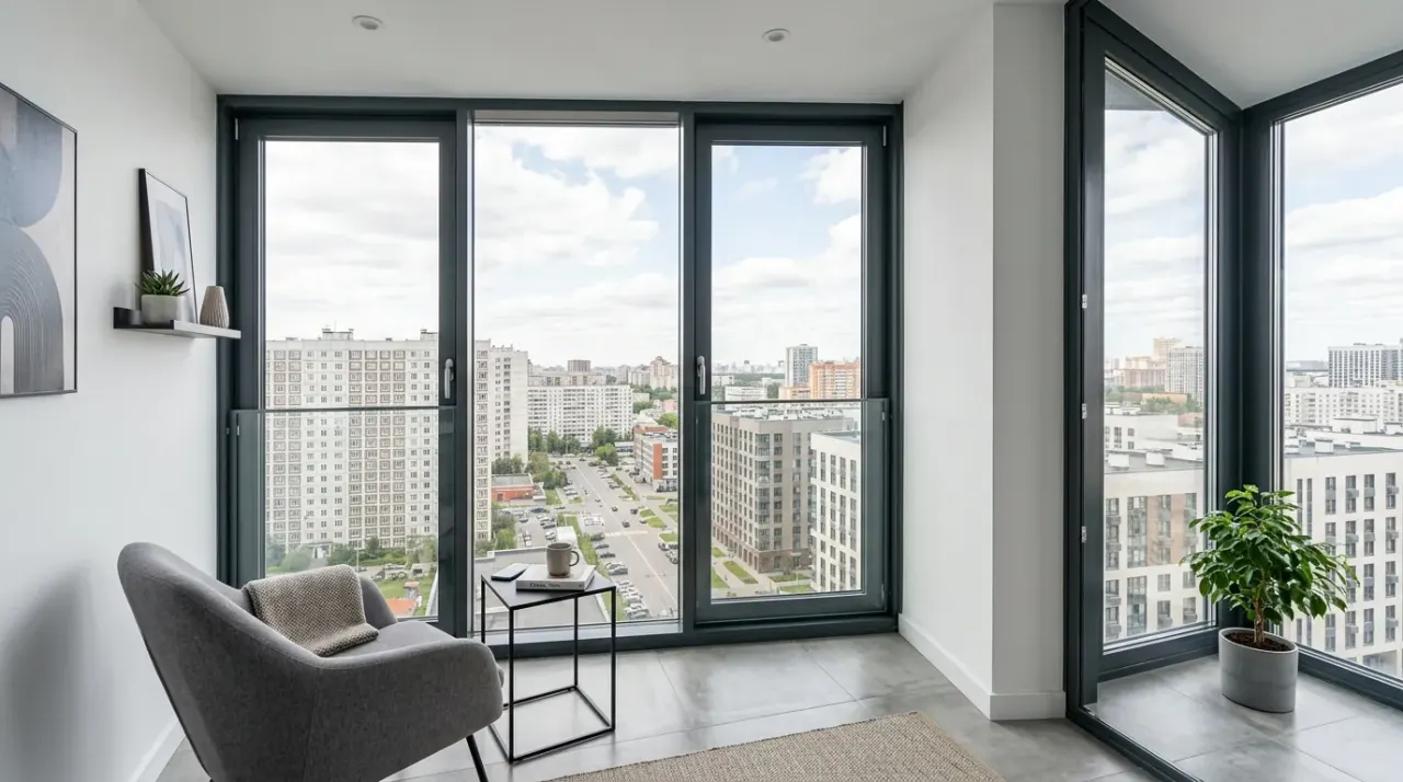 Остекление балкона в пол — фото 15