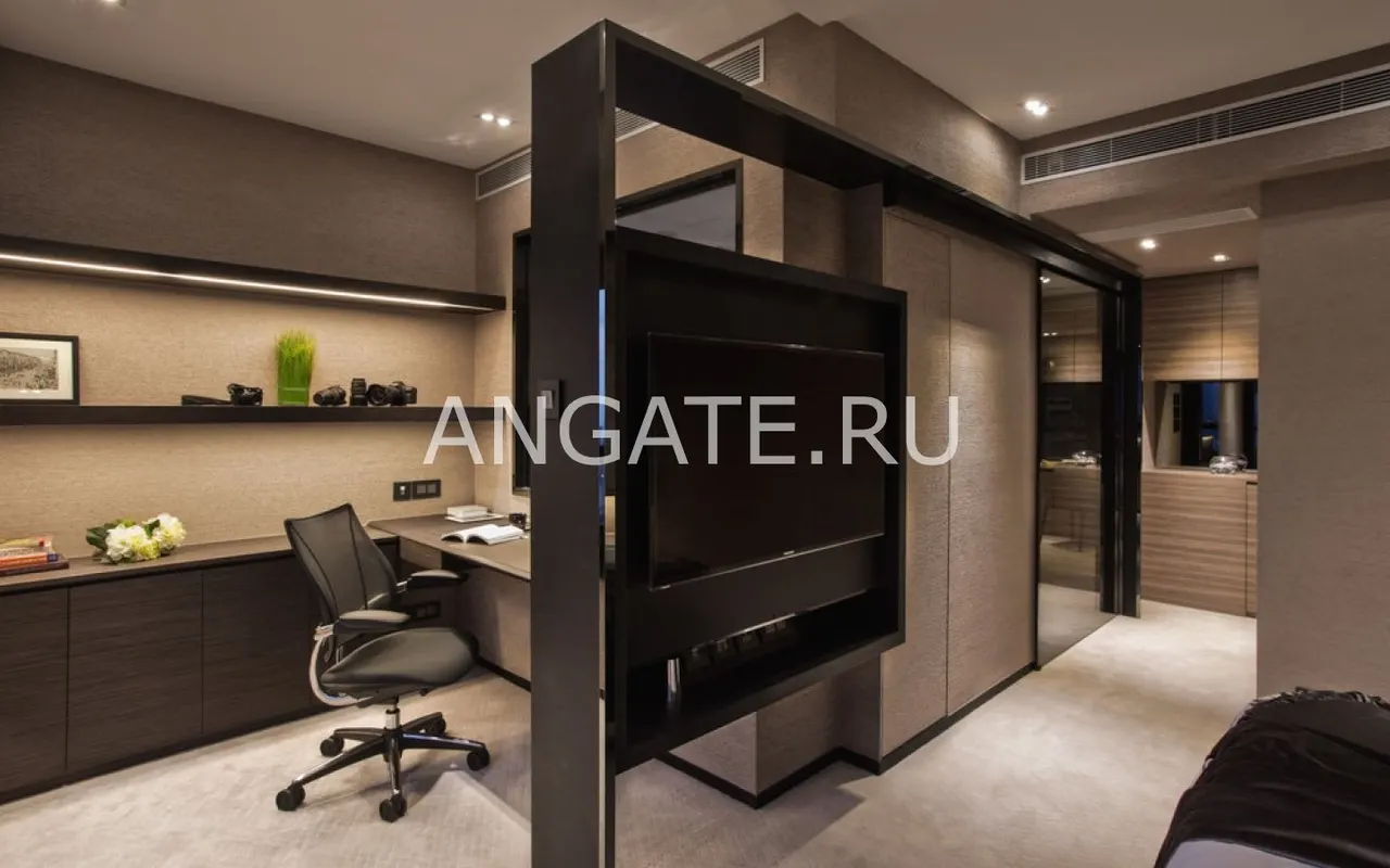Перегородка с телевизором для зонирования — фото 12