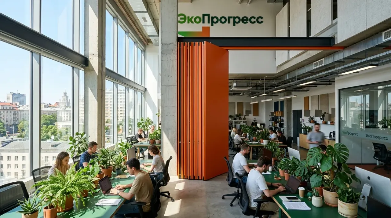 Складная перегородка-гармошка в собранном пакете у стены