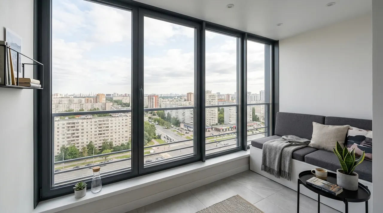Особенности остекления балкона панорамными окнами — фото 19