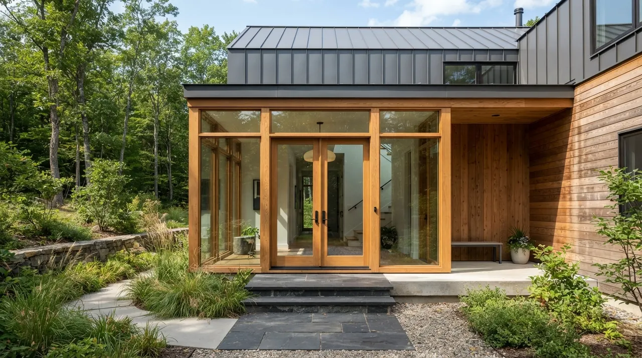 Тамбуры для домов из стеклопакетов — использование качественных материалов — фото 22